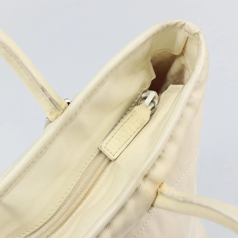 GUCCI Tote Bag Canvas White Gold Auth 151588 - Picture 12 of 16